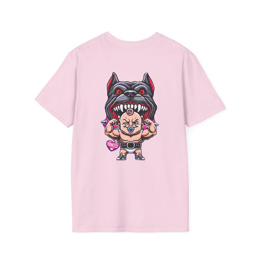 Princess the Pitbull Black Logo Unisex Softstyle T-Shirt Pink