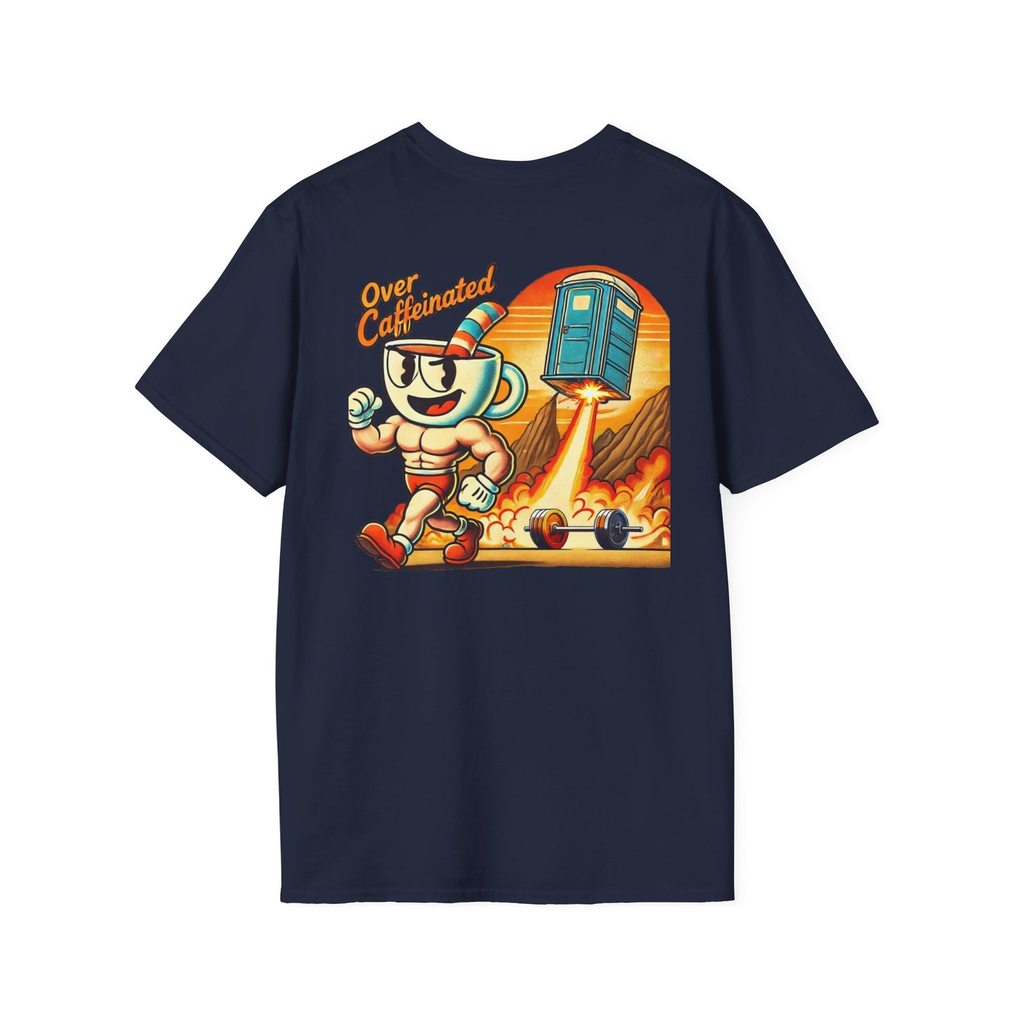 Over-Caffinated White Logo Unisex Softstyle T-Shirt